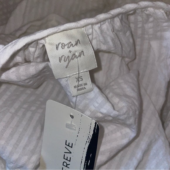 Roan and Ryan Dress Maxi Long Sleeve Tie Waist White Cotton Stripe XS NWT - Picture 8 of 9